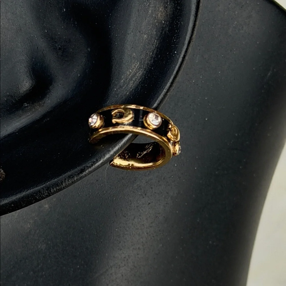 NWT Coach Signature Enamel Stone Ear Cuff Black/Gold
